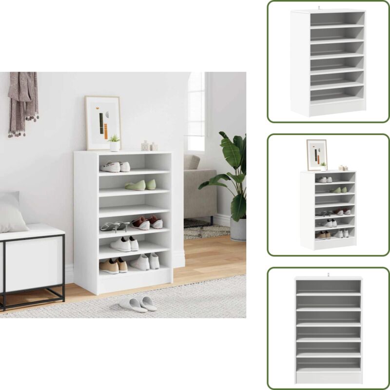 Schuhschrank Weiß 60x35x92 cm Holzwerkstoff - Schuhschrank - Holzwerkstoff - Weißer Schuhschrank - Garderobe - Schrank Für Schuhe