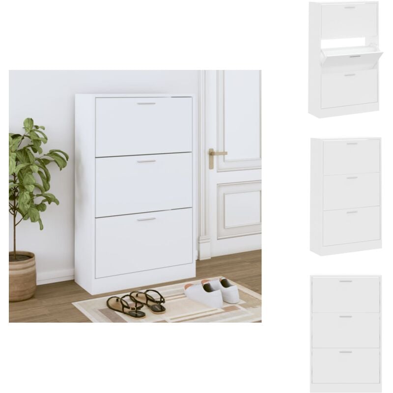 Vidaxl - Schuhschrank Weiß 63x24x103 cm Holzwerkstoff - Schuhschrank - Holzwerkstoff - Weißer Schrank - Garderobe - Einbauschrank