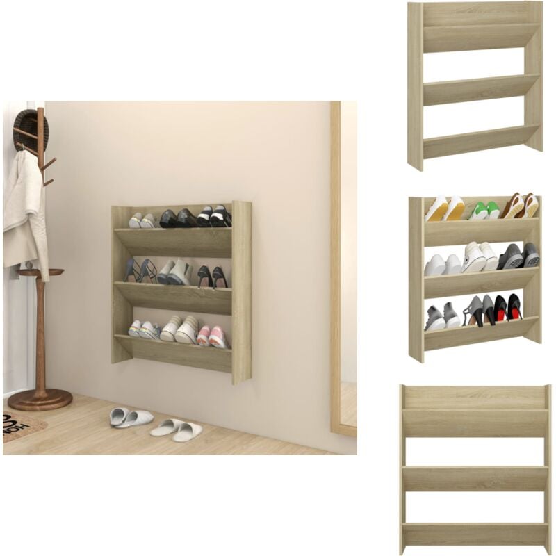 Vidaxl - Wand-Schuhschrank Sonoma-Eiche 80x18x90 cm Holzwerkstoff - Wand-Schuhschrank - Schuhschrank - Schuhorganisation - Holzwerkstoff Möbel