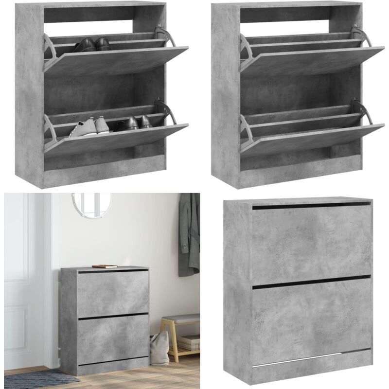 Vidaxl - Schuhschrank Betongrau 80x34x96,5 cm Holzwerkstoff - Schuhschrank - Schrank Für Schuhe - Schuhregal - Garderobe - Einbauschrank - Home &