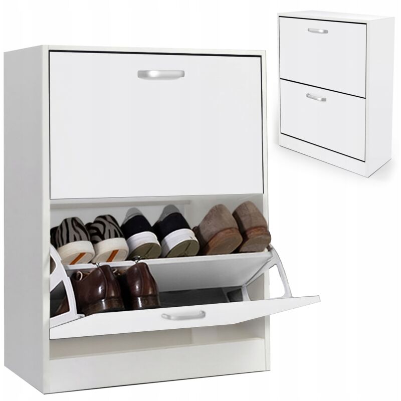 Schuhschrank, Bücherregal mit 2 Fächern, SCHUHE, geräumige Kommode für den Flur, BÜCHERREGAL