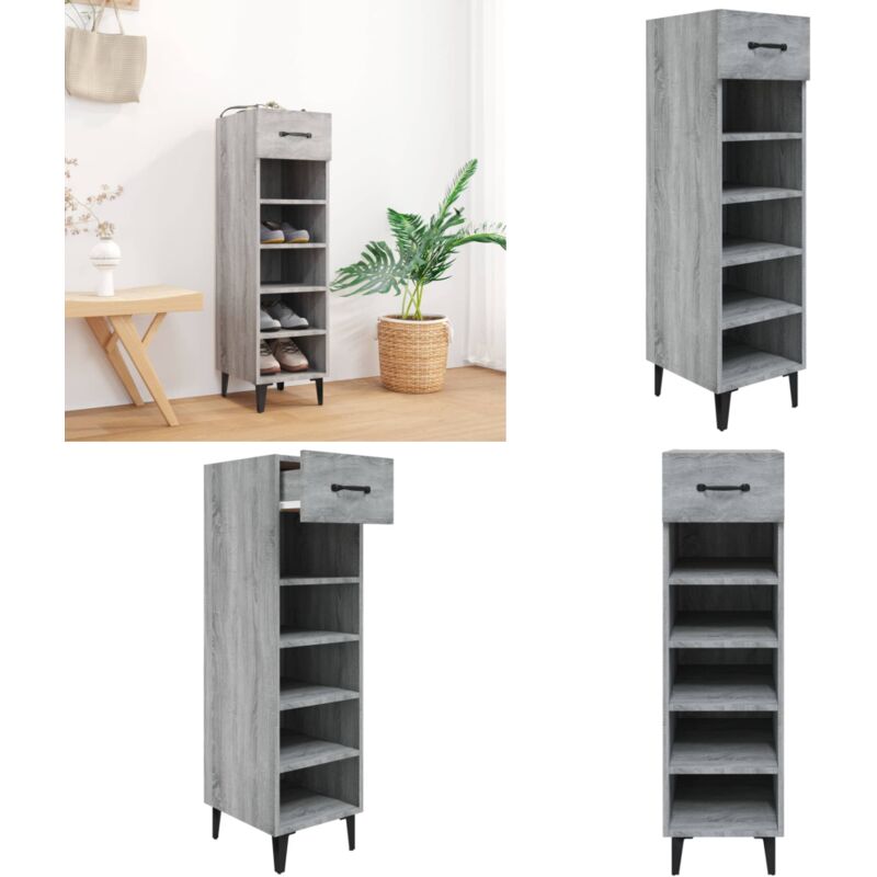 Vidaxl - Schuhschrank Grau Sonoma 30x35x105 cm Holzwerkstoff - Schuhschrank - Schuhregal - Garderobe - Einbauschrank - Wohnraumorganisation - Home &