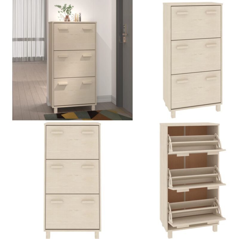 Vidaxl - Schuhschrank hamar Honigbraun 59,5x35x117 cm Massivholz Kiefer - Holzschrank - Schuhschrank - Schrank - Garderobe - Aufbewahrung - Home &