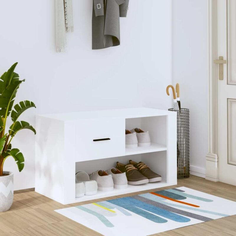 Jinlefu - The Living Store Schuhschrank Weiß 80x35x45 cm Holzwerkstoff - Schuhschrank - Holzwerkstoff - Garderobe - Flurmöbel - Weiße Möbel