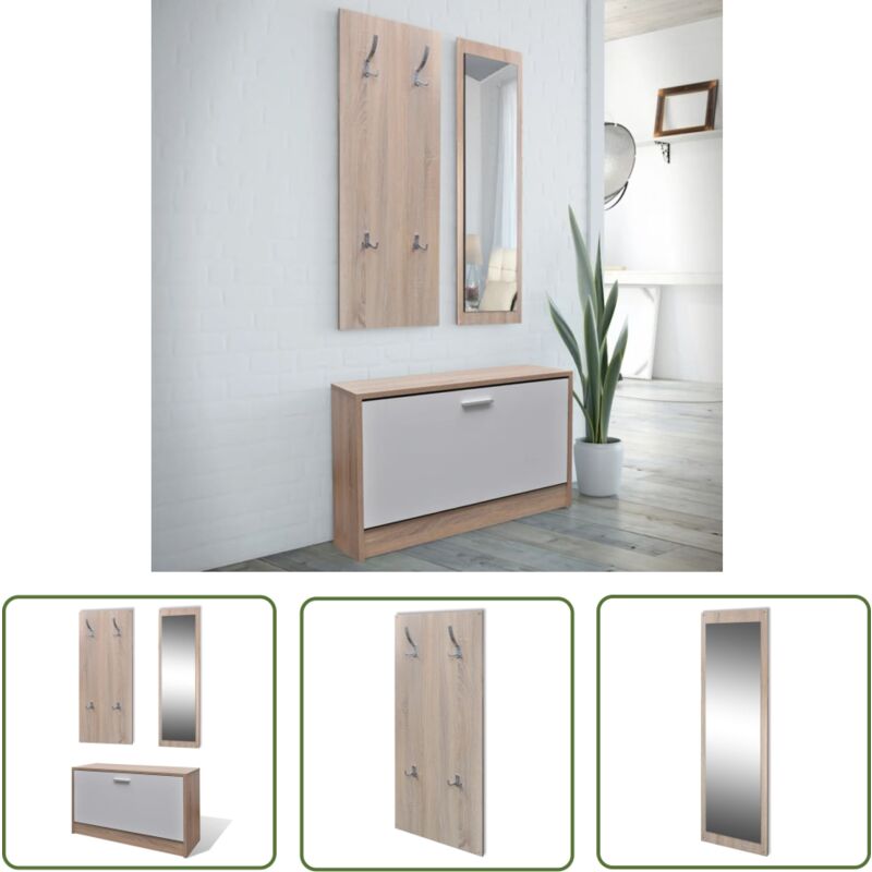 Garderoben Flur 3-in-1 Schuhschrank Schuhkipper Spiegel - Schuhschrank - Garderobe - Spiegel - Einbauschrank - Aufbewahrungsraum