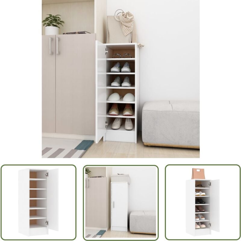 Jinlefu - The Living Store Schuhschrank Weiß 32x35x92 cm Holzwerkstoff - Schuhschrank - Schuhregal - Aufbewahrung - Garderobe - Wohnzimmermöbel