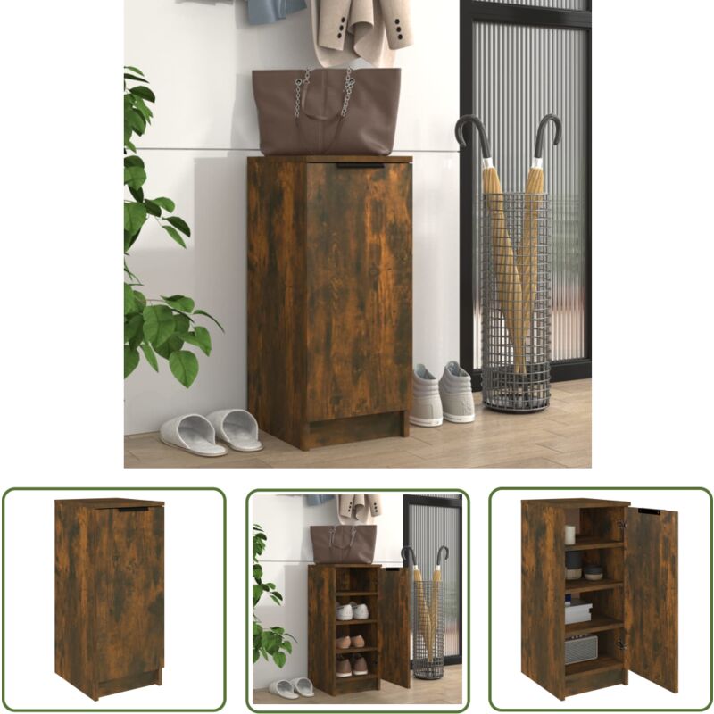 Jinlefu - The Living Store Schuhschrank Räuchereiche 30x35x70 cm Holzwerkstoff - Schuhschrank - Holzwerkstoff - Regal - Garderobe - Einbauschrank