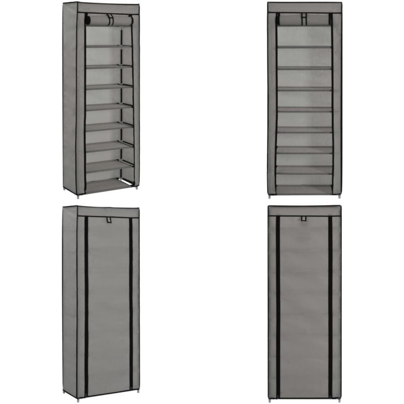 Schuhschrank mit Abdeckung Grau 57 x 29 x 162 cm Stoff - Schuhschrank - Schuhregal - Schrank - Garderobe - Stauraum - Home & Living
