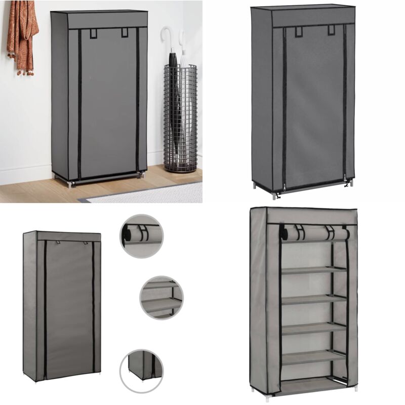 Schuhschrank mit Abdeckung Grau 58 x 28 x 106 cm Stoff - Schuhschrank - Schuhregal - Garderobe - Schrank - Stauraum - Home & Living