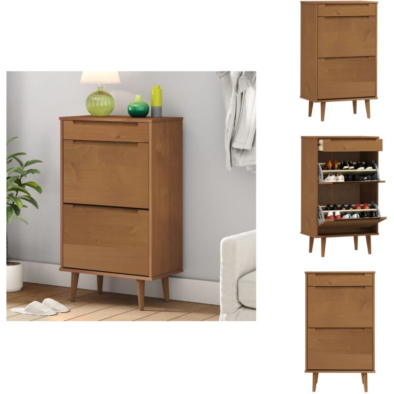 Vidaxl - Schuhschrank molde Braun 59,5x35x103 cm Massivholz Kiefer - Holz Schrank - Schuhschrank - Garderobe - Kiefernholzmöbel - Wohnzimmermöbel