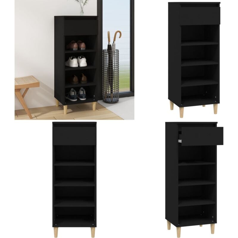 Vidaxl - Schuhschrank Schwarz 40x36x105 cm Holzwerkstoff - Schuhschrank - Schrank - Garderobe - Aufbewahrung - Organisation - Home & Living