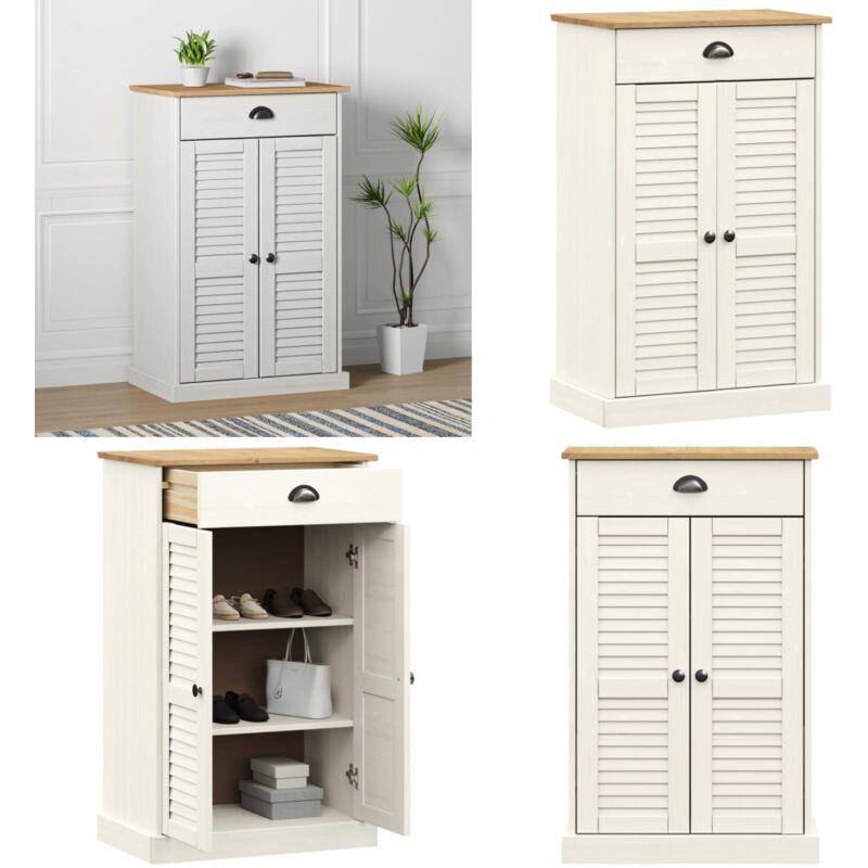 Vidaxl - Schuhschrank vigo Weiß 60x35x96 cm Massivholz Kiefer - Schuhschrank - Holzschrank - Garderobe - Einbauschrank - Regal - Home & Living