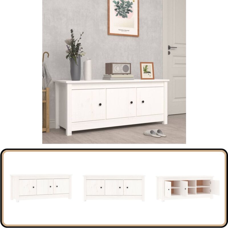 Vidaxl - Schuhschrank Weiß 110x38x45,5 cm Massivholz Kiefer - Holz Schrank - Schuhschrank - Kiefernholzmöbel - Garderobe - Einbauschrank