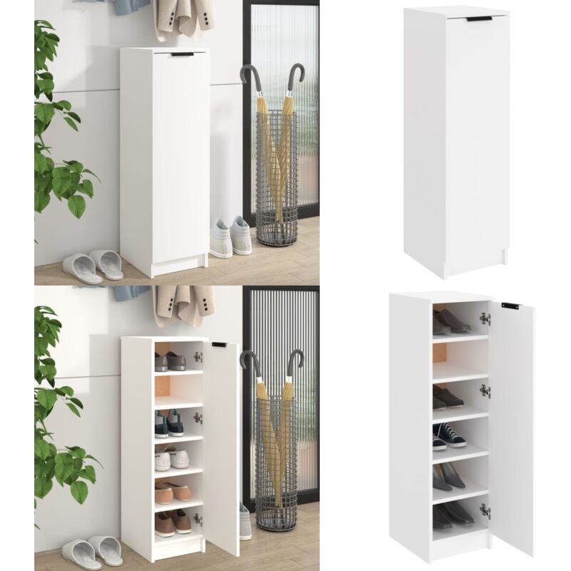 Schuhschrank Weiß 30x35x100 cm Holzwerkstoff - Schuhschrank - Holzwerkstoffmöbel - Weißer Schuhschrank - Garderobe - Einbauschrank - Home & Living