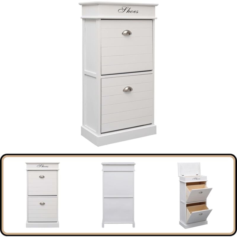 Vidaxl - Schuhschrank Weiß 50 x 28 x 98 cm Paulownia Holz - Schuhschrank - Flurmöbel - Schuhregal - Schuhorganisation - Garderobe