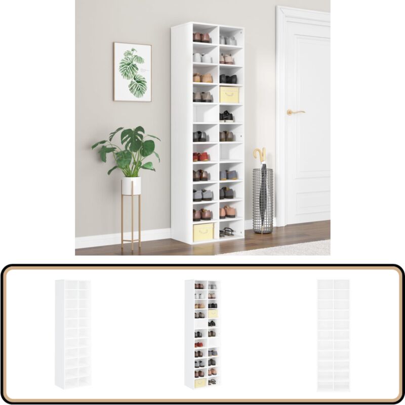 Vidaxl - Schuhschrank Weiß 54x34x183 cm Holzwerkstoff - Schuhschrank - Schuhregal - Holzwerkstoff - Weißer Schuhschrank - Garderobe