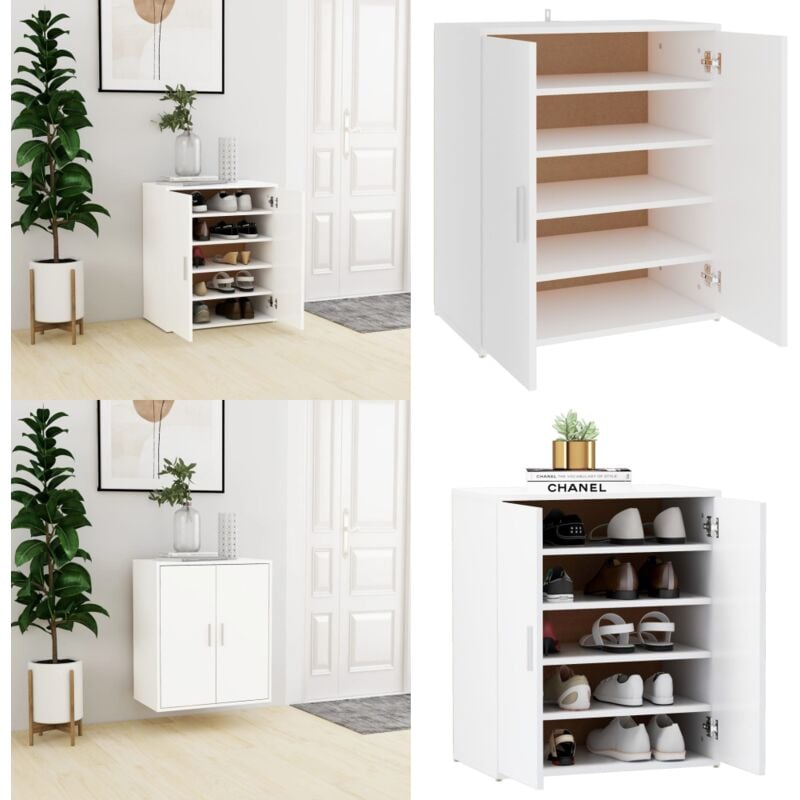 Vidaxl - Schuhschrank Weiß 60x35x70 cm Holzwerkstoff - Schuhschrank - Holzwerkstoff - Weißer Schrank - Garderobe - Aufbewahrungssystem - Home & Living