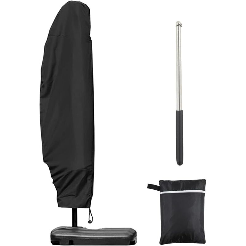 Schutzhülle für 3m 4m Sonnenschirm, Ampelschirmhülle mit 1,4m langem Reißverschluss, Schutz für Sonnenschirm mit Teleskopstange, 280x30/80/45 cm