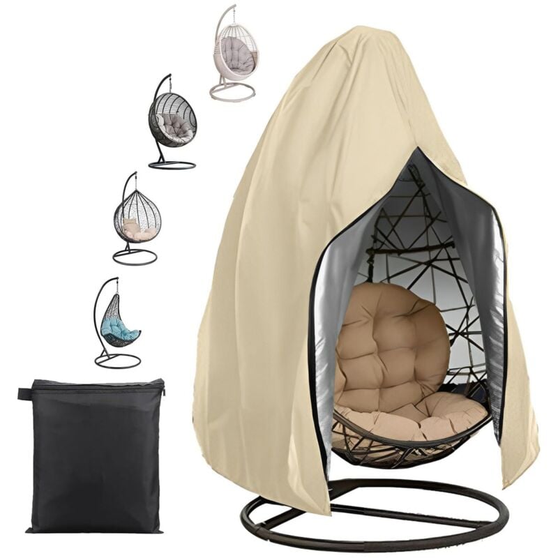 Schutzhülle für Hängesessel, Garten, Outdoor, 210D Oxford-Stoff, wasserdicht, UV-beständig, Schutzhülle für Hängesessel für die Terrasse (Beige, 115