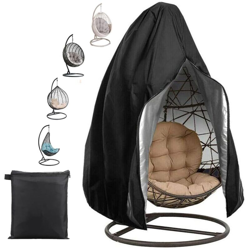 Schutzhülle für Hängesessel, Garten, Outdoor, 210D Oxford-Stoff, wasserdicht, UV-beständig, Schutzhülle für Hängesessel für die Terrasse (schwarz,