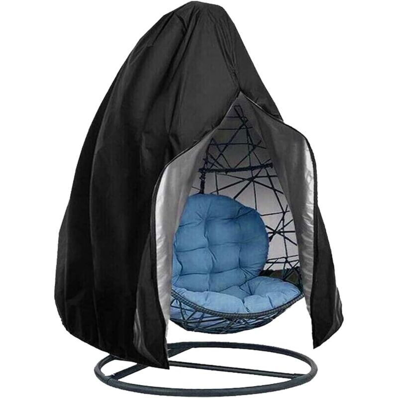 Schutzhülle für Hängesessel, Garten-Rattan-Hängesessel-Schutzhülle für Eiersessel, wasser- und staubabweisend - 190 x 115 cm (Schwarz)
