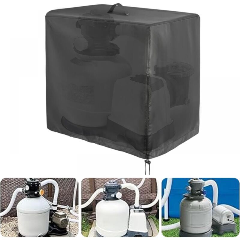 Schutzhülle für Schwimmbadpumpe, 84 x 61 x 86 cm, Schwimmbadpumpenabdeckung, Sandfilterabdeckung, Abdeckung für oberirdische Poolpumpe, UV-Schutz,