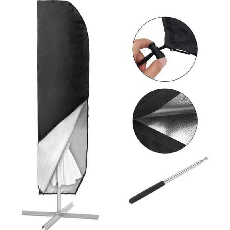 Schutzhülle für versetzten Sonnenschirm, Garten-Sonnenschirm-Abdeckung aus 420D Oxford, wasserdichte Sonnenschirm-Abdeckung, Anti-Staub/UV/Wetter,