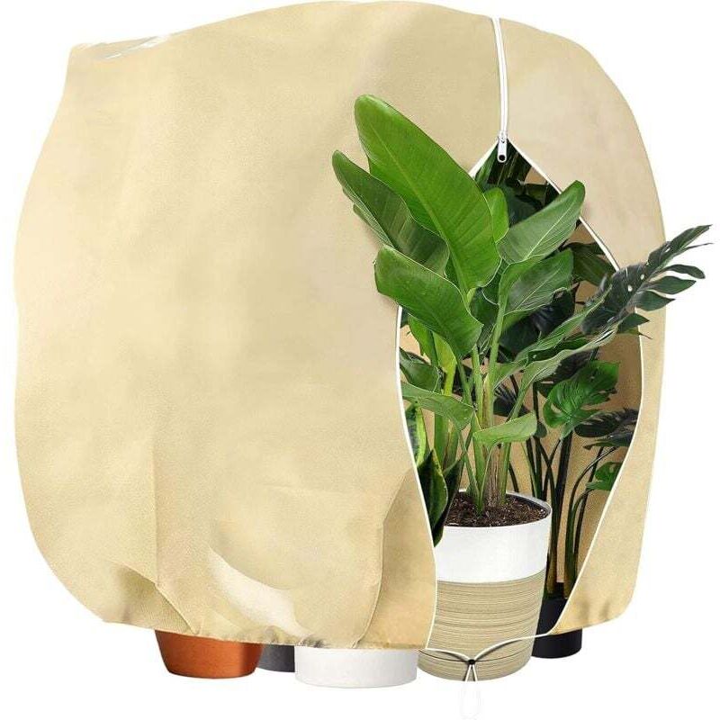 Alovez - Schutzhüllen für Pflanzen, verdickte Pflanzen-Überwinterungsabdeckung mit verstellbarem Reißverschluss-Kordelzug, Überwinterungs-Segelschutz