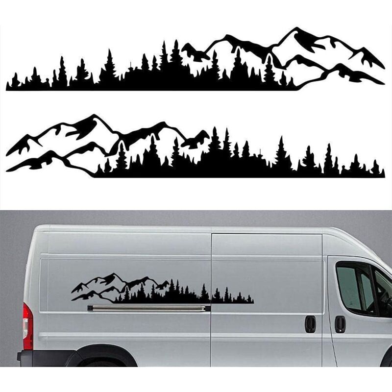 Schwarz) 2 Stück Autoaufkleber Bergwald Vinyl Autoaufkleber lkw Fenster Stoßstange Autotüraufkleber Kajak Dekorativer Vinyl-Karosserieaufkleber