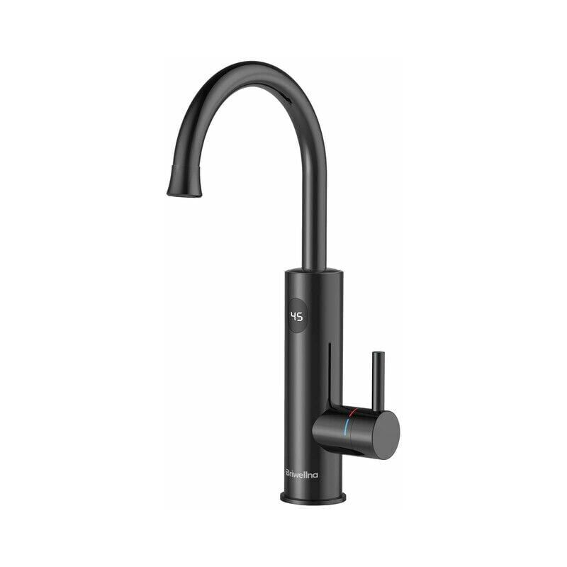 Elektrischer Wasserhahn mit Durchlauferhitzer led Temperaturanzeige Wasserhahn Küche 360° Drehbar Küchenarmaturen Schwarz Spültischarmatur Edelstahl