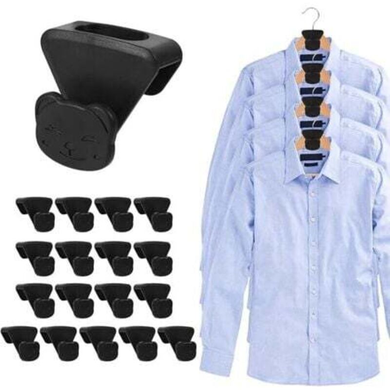 Schwarz Platzsparender Haken für Kleiderbügel, 18 Stück Niedliche Kleiderbügelhaken Platzsparend Robuster Kleiderbügel Platzsparend für Hängende