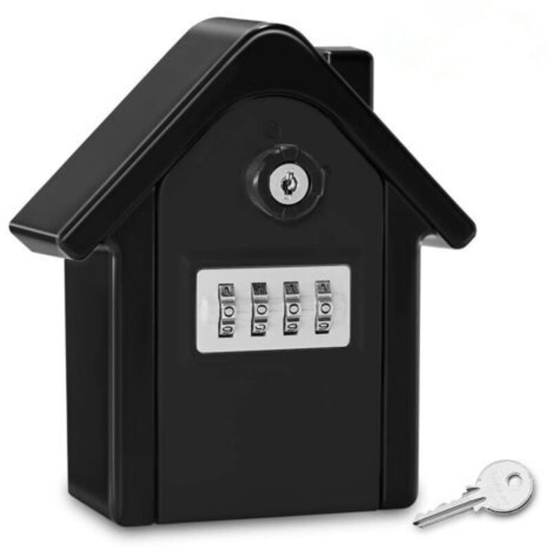 Schwarz Schlüsselsafe Wandmontage Schlüsselkasten mit Zahlencode & Notschlüsseln, Großer Schlüssel Safe Box Format Tresor für Außenbereich für Haus,