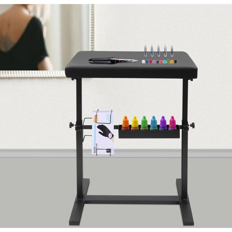 Schwarz Tattoo Armlehnenständer Höhenverstellbare Tattoo Armlehne Armlehnenhalterung Tragfähigkeit 50kg Platte Winkelverstellbare mit Ablage und