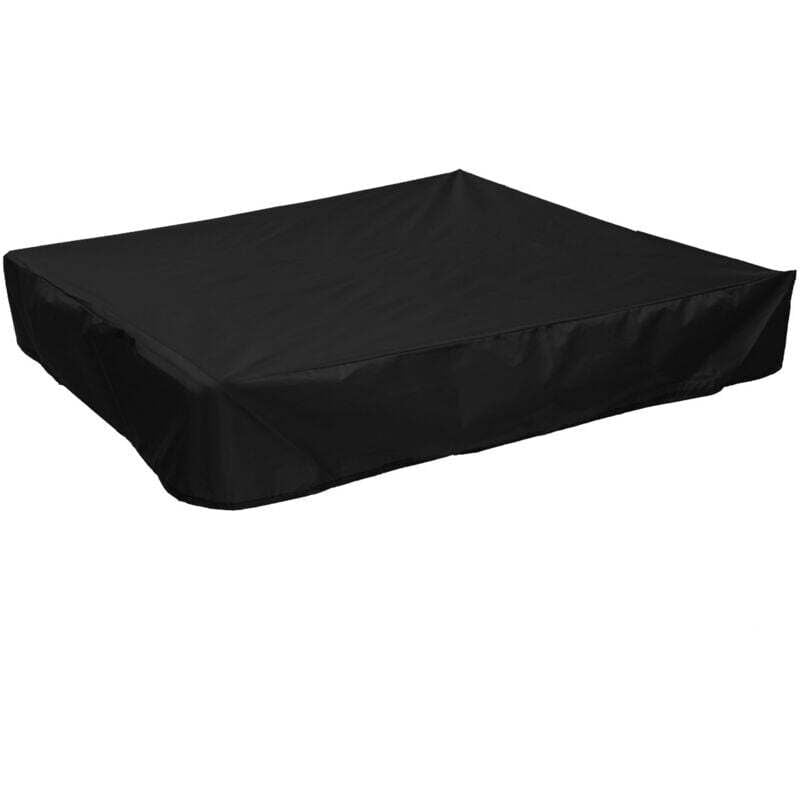Schwarze, einteilige Sandkastenabdeckung 120 x 120 cm, wasserdicht, UV-Schutz 70 %, passend für Oxford-Sandkästen, mit Kordelzug