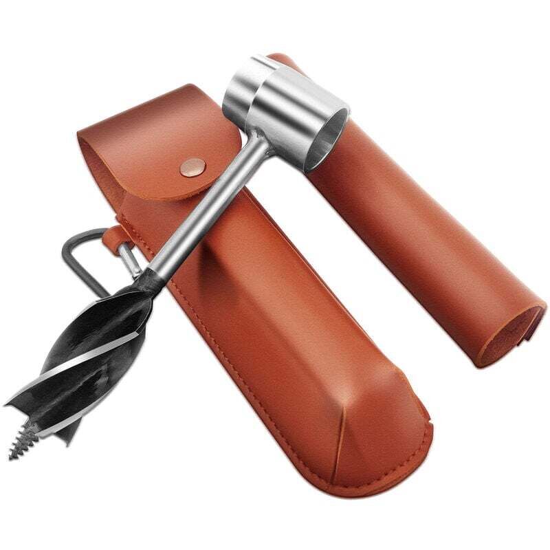 Schwarze elektrische Bohrmaschine + braune PU-Ledertasche, handliche elektrische Bohrmaschine für Holzarbeiten, multifunktionale