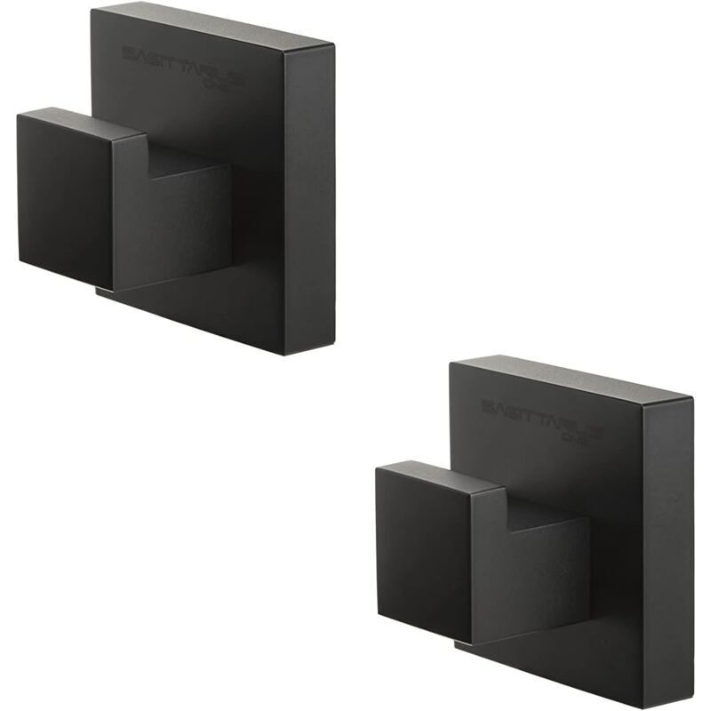 Schwarze Handtuchhaken, 2-teilig, schwarzer Wandklebehaken, Badezimmer- und Küchenhaken, Badezimmer-Kleiderhaken, Küchenhandtuchhaken, Klebehaken