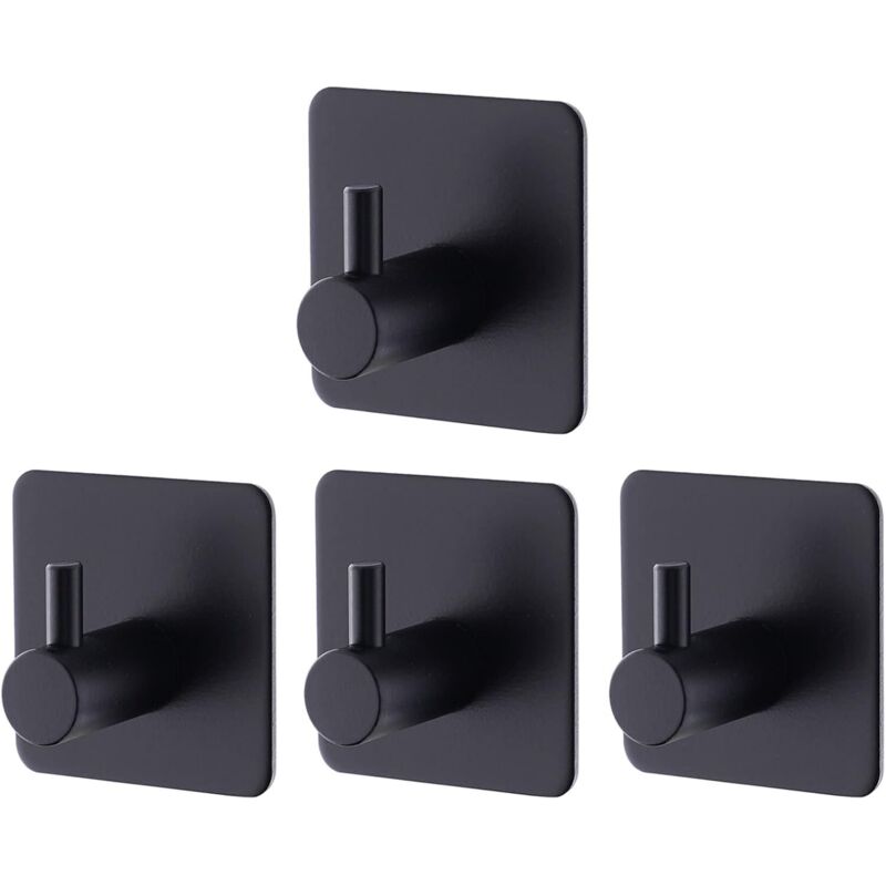schwarze, selbstklebende Wandhaken für Bad und Küche, aus Edelstahl, kein Bohren erforderlich