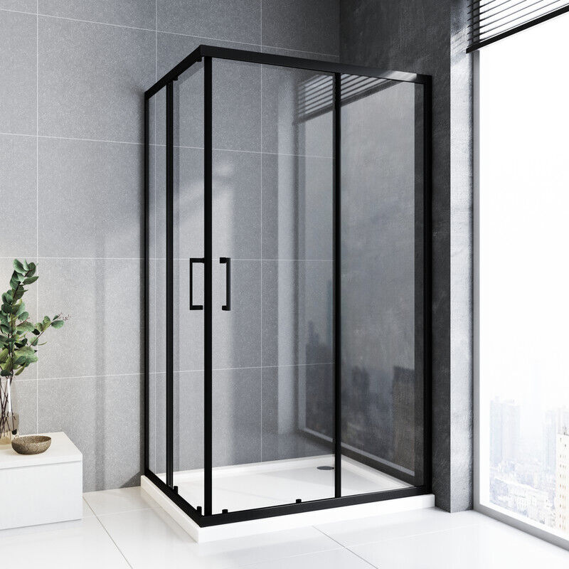 Schwarzer Duschkabine Eckeinstieg Schiebetür Boromal Duschkabine 80x80x185cm Schiebetür Schwarz Duschkabine Duschabtrennung Doppel Schiebetür Dusche