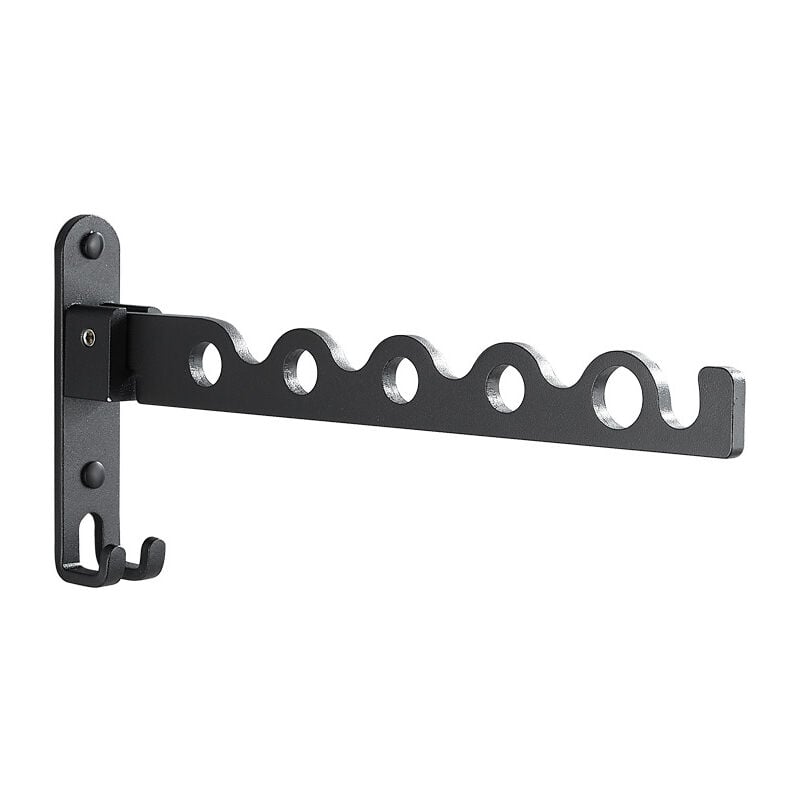 Cyslmuk - Schwarzer, faltbarer Wäscheständer aus Aluminium zur Wandmontage, schwarzer Wäscheständer für Badezimmer