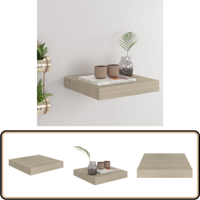 Schwebendes Wandregal Eichefarben 23x23,5x3,8 cm MDF - Wandregal - Schwebendes Regal - Eichefarben - Holzregal - Wohnraumdeko