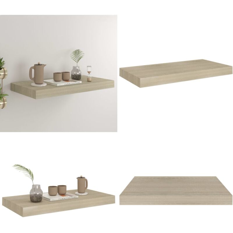Schwebendes Wandregal Eichefarben 50x23x3,8 cm mdf - Wandregal - Schwebendes Regal - Eichefarben - Wohnraumdeko - Möbel - Home & Living