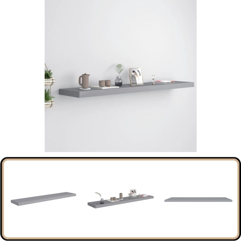 Schwebendes Wandregal Grau 120x23,5x3,8 cm mdf - Wandregal - Schwebend - Grau - Wohnraumdeko - Möbel