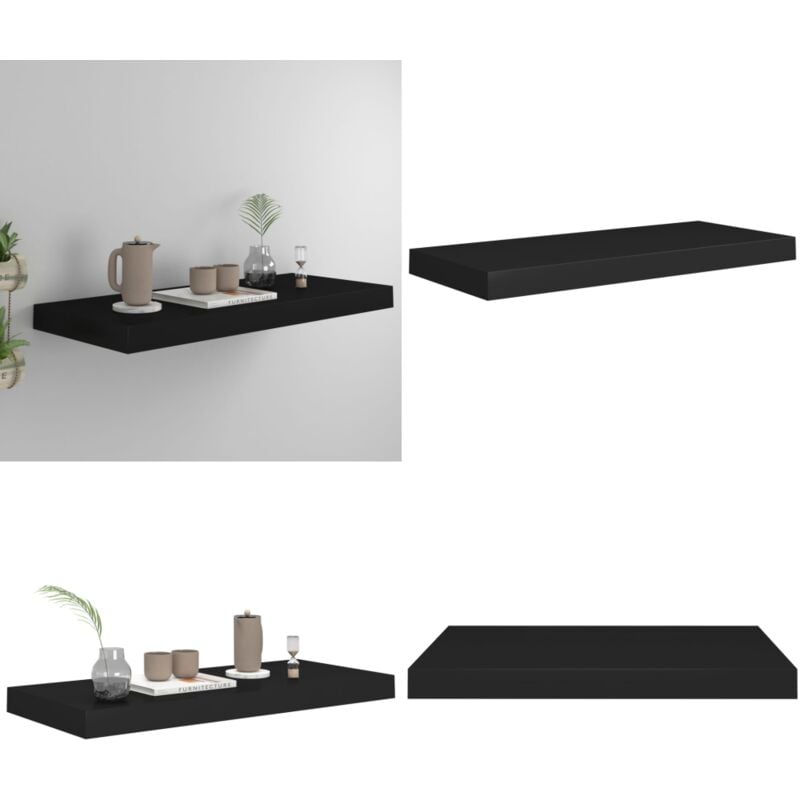 Vidaxl - Schwebendes Wandregal Schwarz 60x23,5x3,8 cm mdf - Schwebendes Regal - Wandregal - Schwarzes Regal - Minimalistisches Regal - Wohnraumdeko