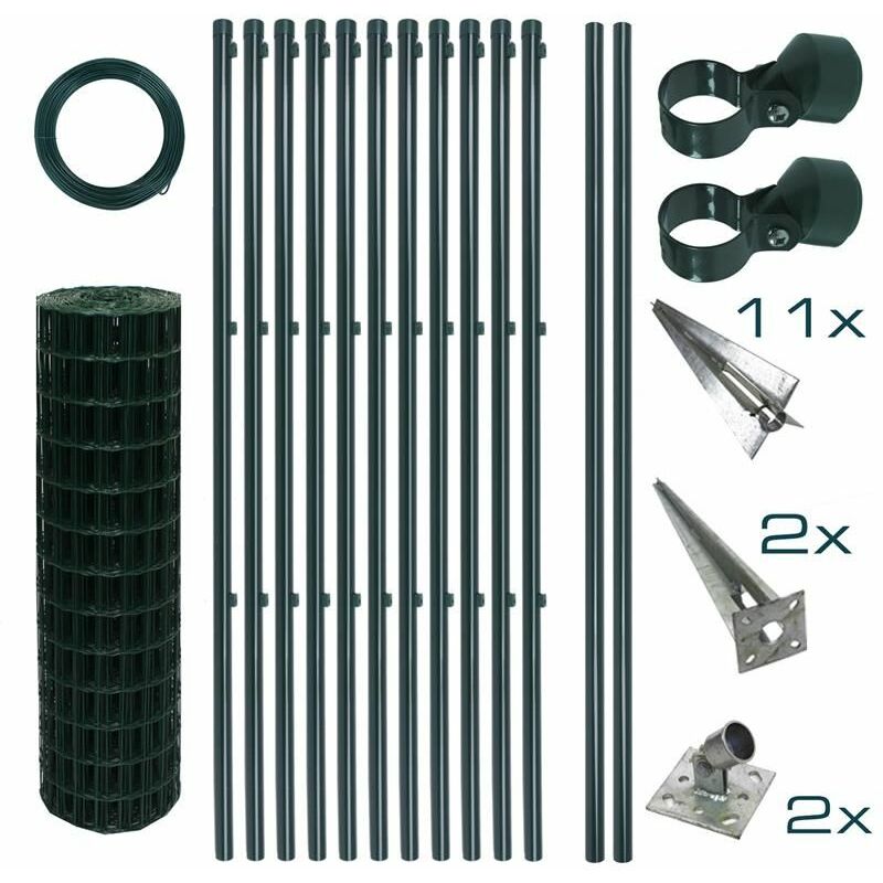 Schweißgitterzaun Komplettset 1,0 x 25m Zaunset Gartenzaun Einschlaghülsen Zaun