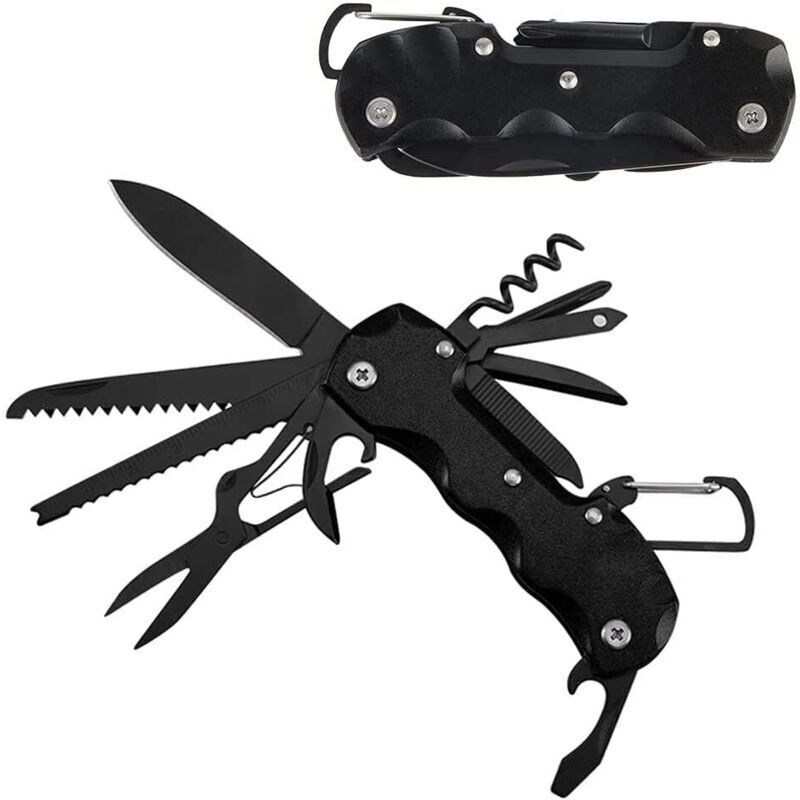 Schweizer Taschenmesser, Taozoey 12-in-1 Multifunktionsmesser, Schweizer Taschenmesser, Schweizer Messer mit Schraubendreher, Korkenzieher,