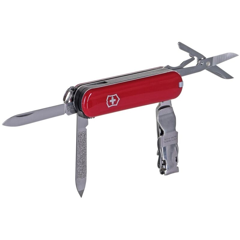 Schweizer Taschenmesser Victorinox Nail Clip 580, mit 8 Funktionen, mit Nagelfeile und Nagelreiniger, kompakte Größe, Farbe rot, mit Nagelfeile und