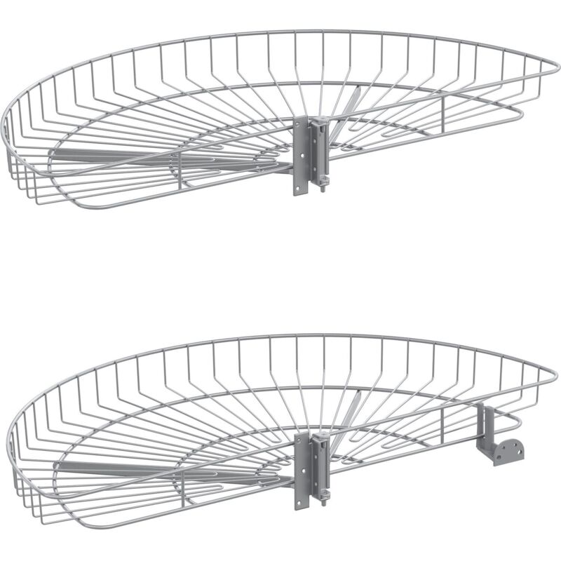 Eckschrankdrehbeschlag Drehbeschlag Küche Drehböden mit Korbboden für Küchenschrank Drehteller Länge 750mm 2 Körbe, silber