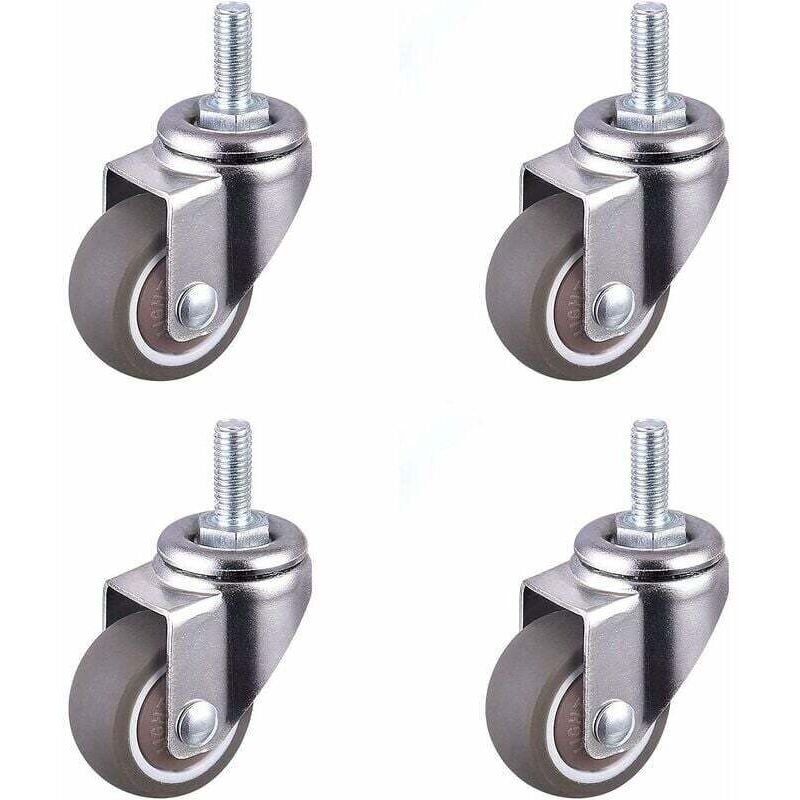 Schwerlast-Lenkrolle, Gummi-Gewindeschaftrollen, Stuhl-Ersatzrolle, Mini-Möbelrollen, Schwerlast-Gewinderollen für Trolleys, M6 x 15 mm, Durchmesser