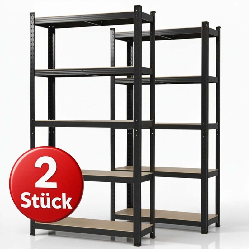 Schwerlastregal Lakota Traglast bis 875 kg Individuell einsetzbar Schwarz 200 x 120 x 60 cm