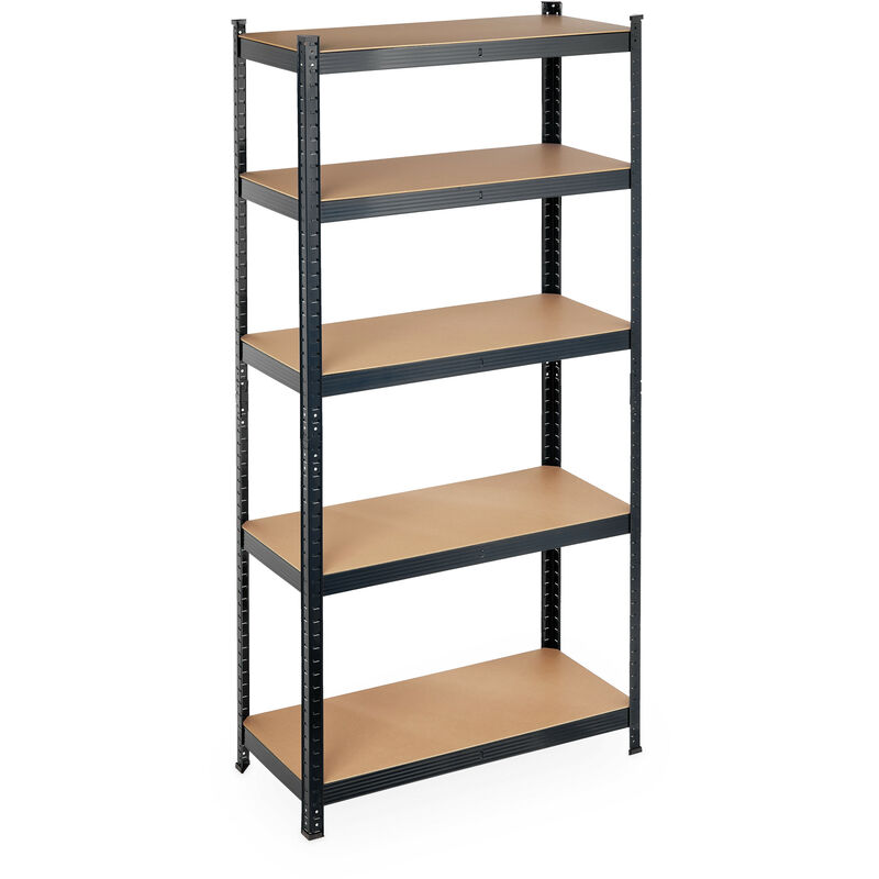 Schwerlastregal, Traglast 875 kg, 5 Ebenen, zum Stecken, Keller, Garage, Stahl, hbt: 180 x 90 x 40 cm, schwarz - Relaxdays